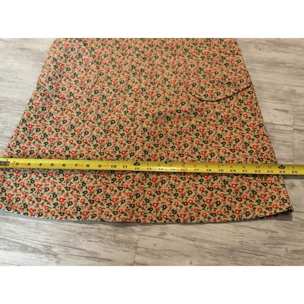 Warm Vintage Floral Print Corduroy Sleeveless Dress with Pockets‎ 90s Style SZ 2 - Picture 14 of 14